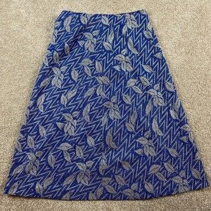 Vtg 70s Womens Skirt XS S Blue Silver A-Line Knee Metallic Disco Retro Mod